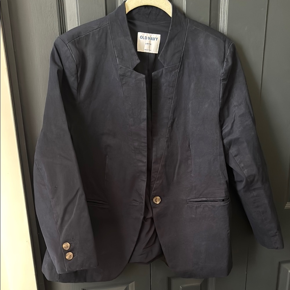 Old Navy Women's Navy notch collar poplin blazer